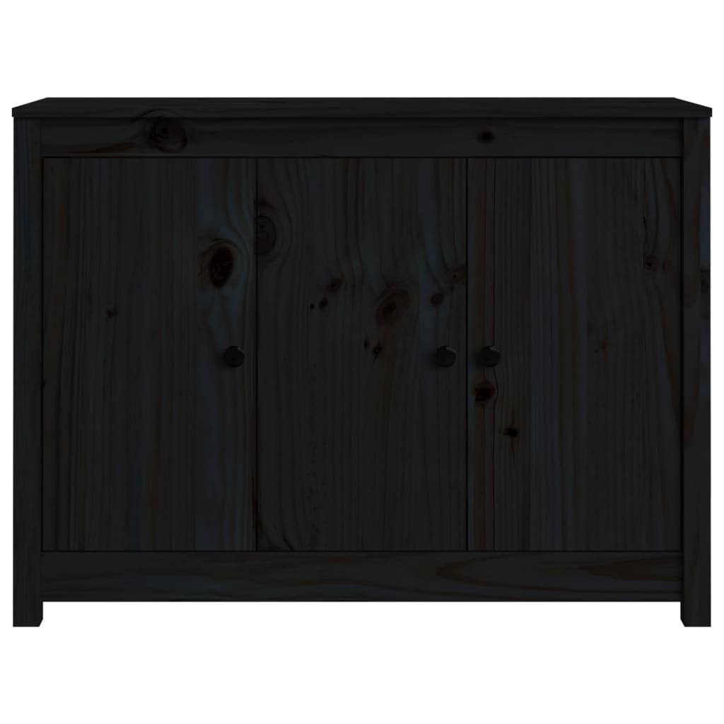 Credenza Nera 100x35x74 cm in Legno Massello di Pino - homemem39