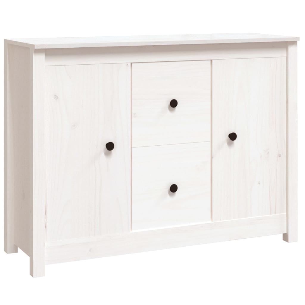 Credenza Bianca 100x35x74 cm in Legno Massello di Pino - homemem39