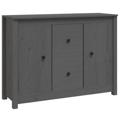 Credenza Grigia 100x35x74 cm in Legno Massello di Pino - homemem39