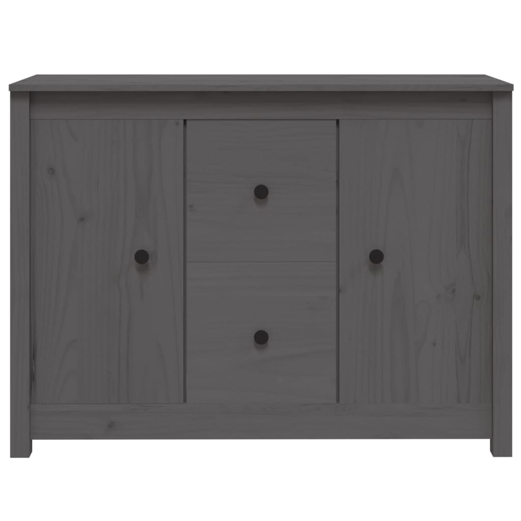 Credenza Grigia 100x35x74 cm in Legno Massello di Pino - homemem39