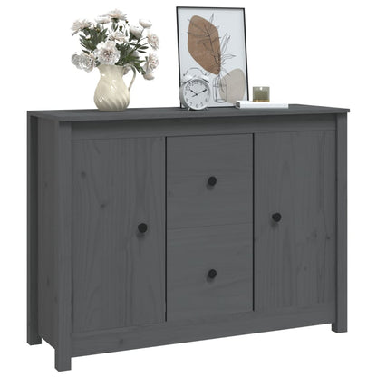 Credenza Grigia 100x35x74 cm in Legno Massello di Pino - homemem39