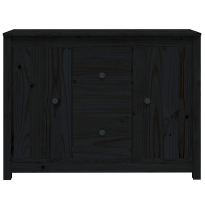 Credenza Nera 100x35x74 cm in Legno Massello di Pino - homemem39