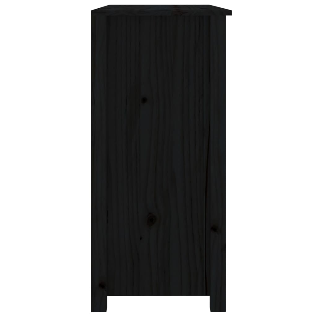 Credenza Nera 100x35x74 cm in Legno Massello di Pino - homemem39