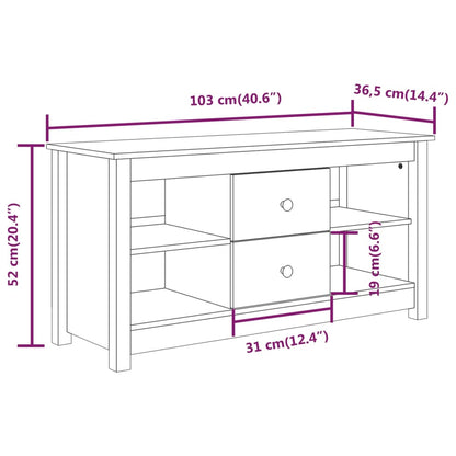 Mobile Porta TV 103x36,5x52 cm in Legno Massello di Pino - homemem39