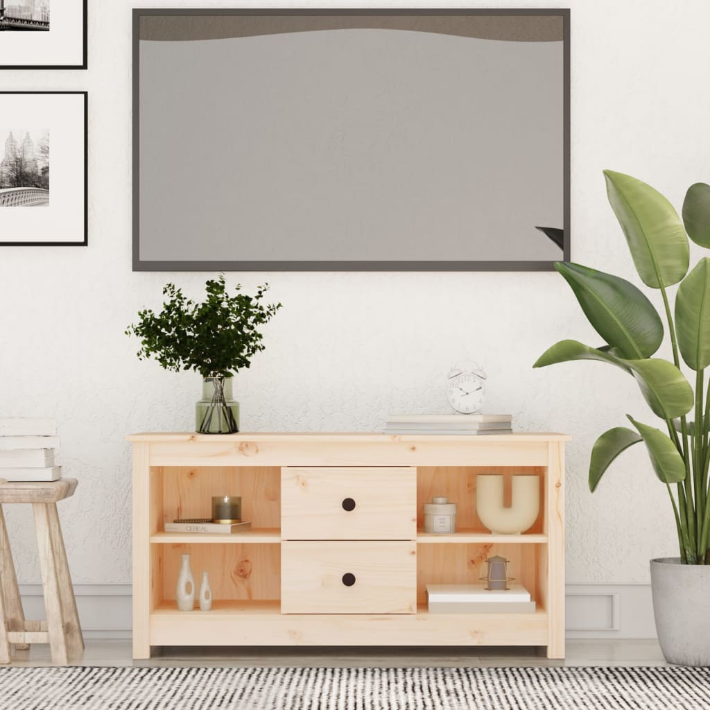 Mobile Porta TV 103x36,5x52 cm in Legno Massello di Pino - homemem39