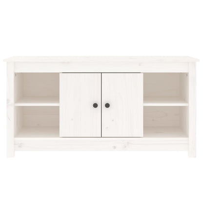 Mobile Porta TV Bianco 103x36,5x52 cm in Legno Massello di Pino - homemem39