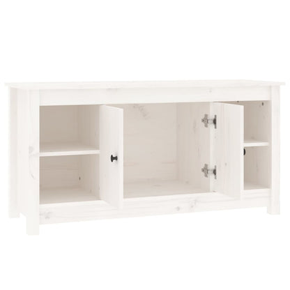 Mobile Porta TV Bianco 103x36,5x52 cm in Legno Massello di Pino - homemem39