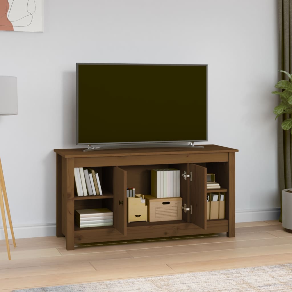 Mobile Porta TV Miele 103x36,5x52 cm in Legno Massello di Pino - homemem39