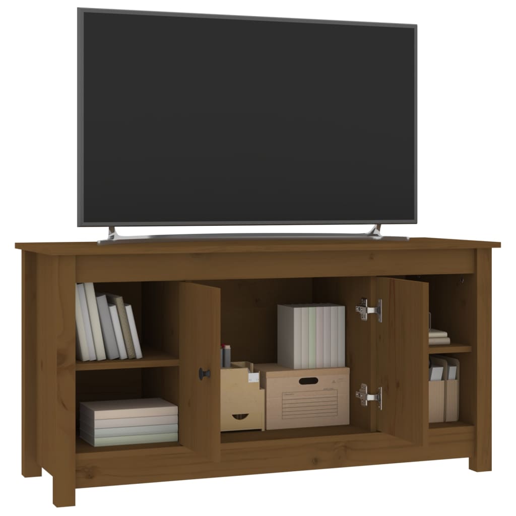 Mobile Porta TV Miele 103x36,5x52 cm in Legno Massello di Pino - homemem39