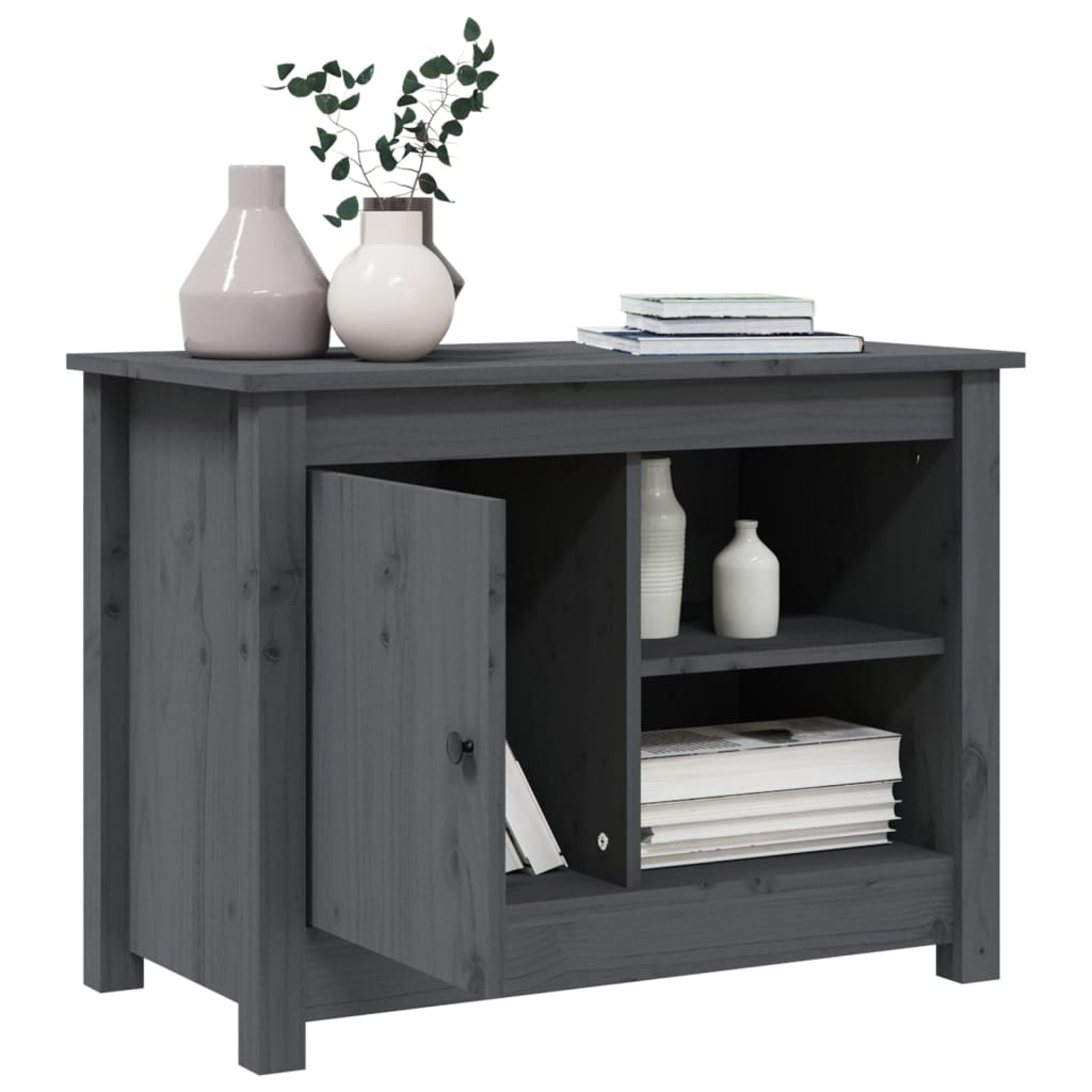 Mobile Porta TV Grigio 70x36,5x52 cm in Legno Massello di Pino - homemem39