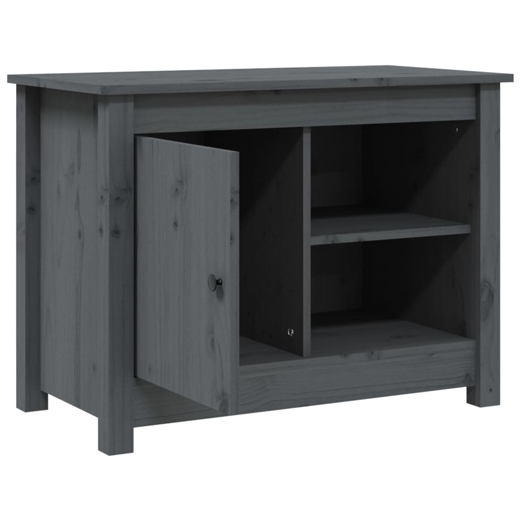 Mobile Porta TV Grigio 70x36,5x52 cm in Legno Massello di Pino - homemem39