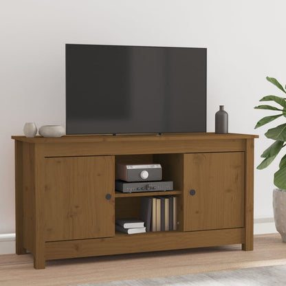 Mobile Porta TV Miele 103x36,5x52 cm in Legno Massello di Pino - homemem39