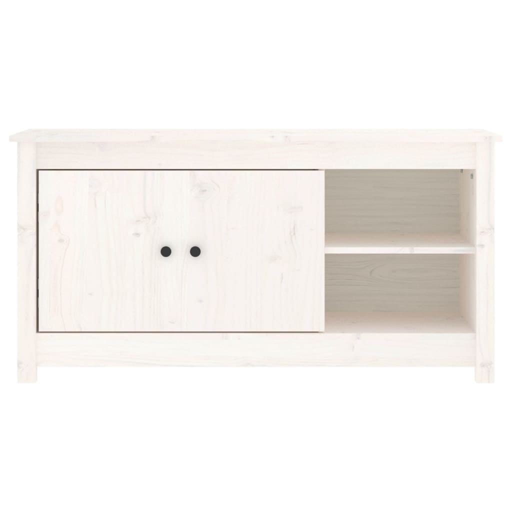 Mobile Porta TV Bianco 103x36,5x52 cm in Legno Massello di Pino - homemem39