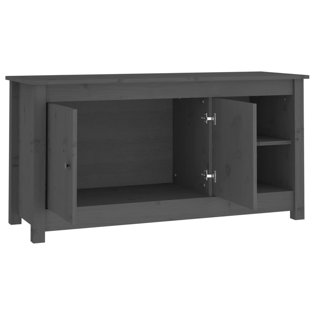 Mobile Porta TV Grigio 103x36,5x52 cm in Legno Massello di Pino - homemem39