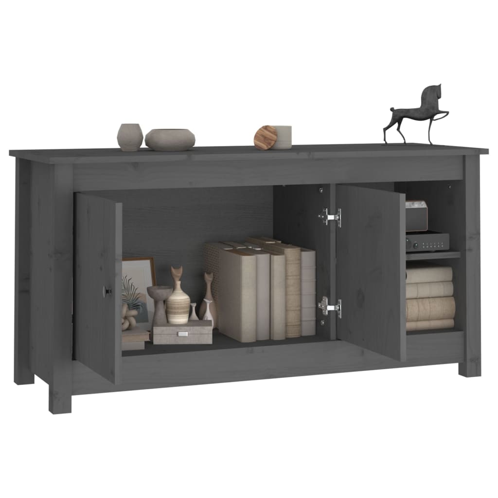 Mobile Porta TV Grigio 103x36,5x52 cm in Legno Massello di Pino - homemem39