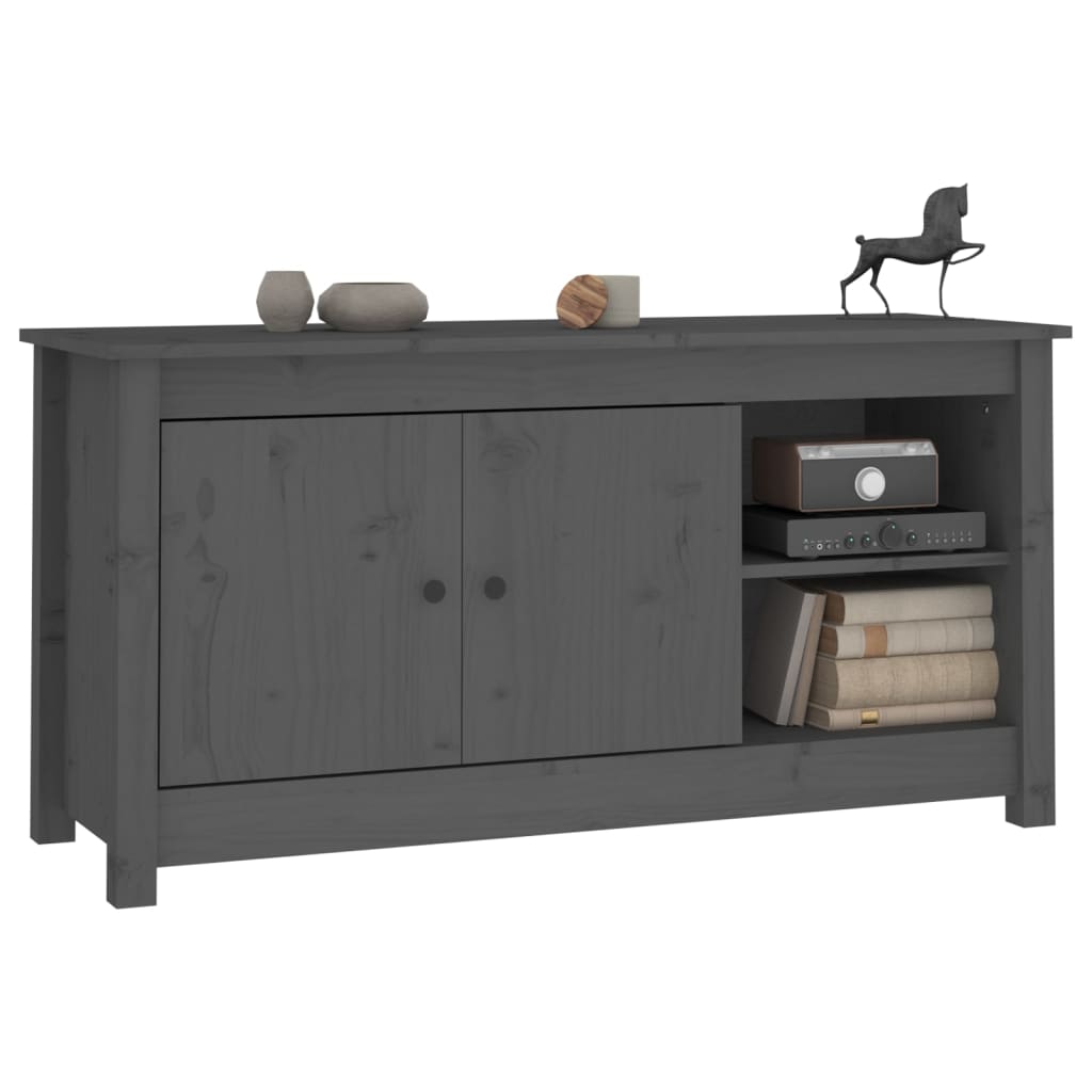 Mobile Porta TV Grigio 103x36,5x52 cm in Legno Massello di Pino - homemem39