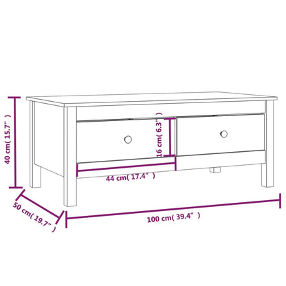 Tavolino da Salotto 100x50x40 cm in Legno Massello di Pino - homemem39