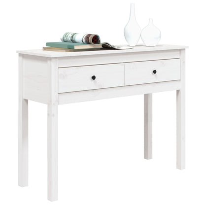 Tavolo Consolle Bianco 100x35x75 cm in Legno Massello di Pino - homemem39