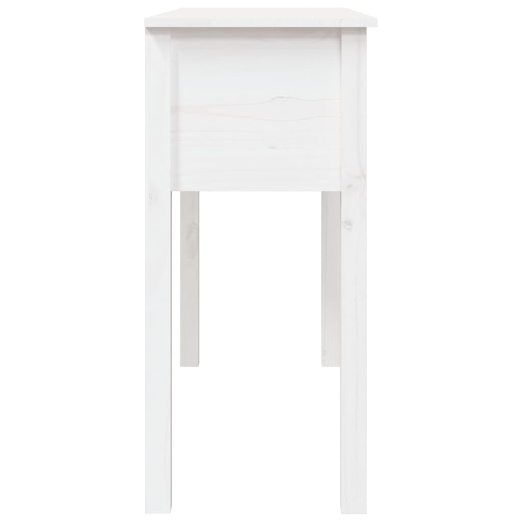 Tavolo Consolle Bianco 100x35x75 cm in Legno Massello di Pino - homemem39