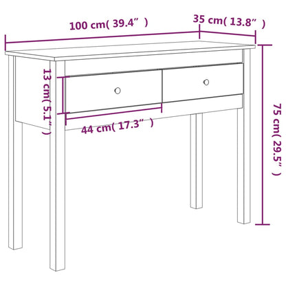 Tavolo Consolle Grigio 100x35x75 cm in Legno Massello di Pino - homemem39