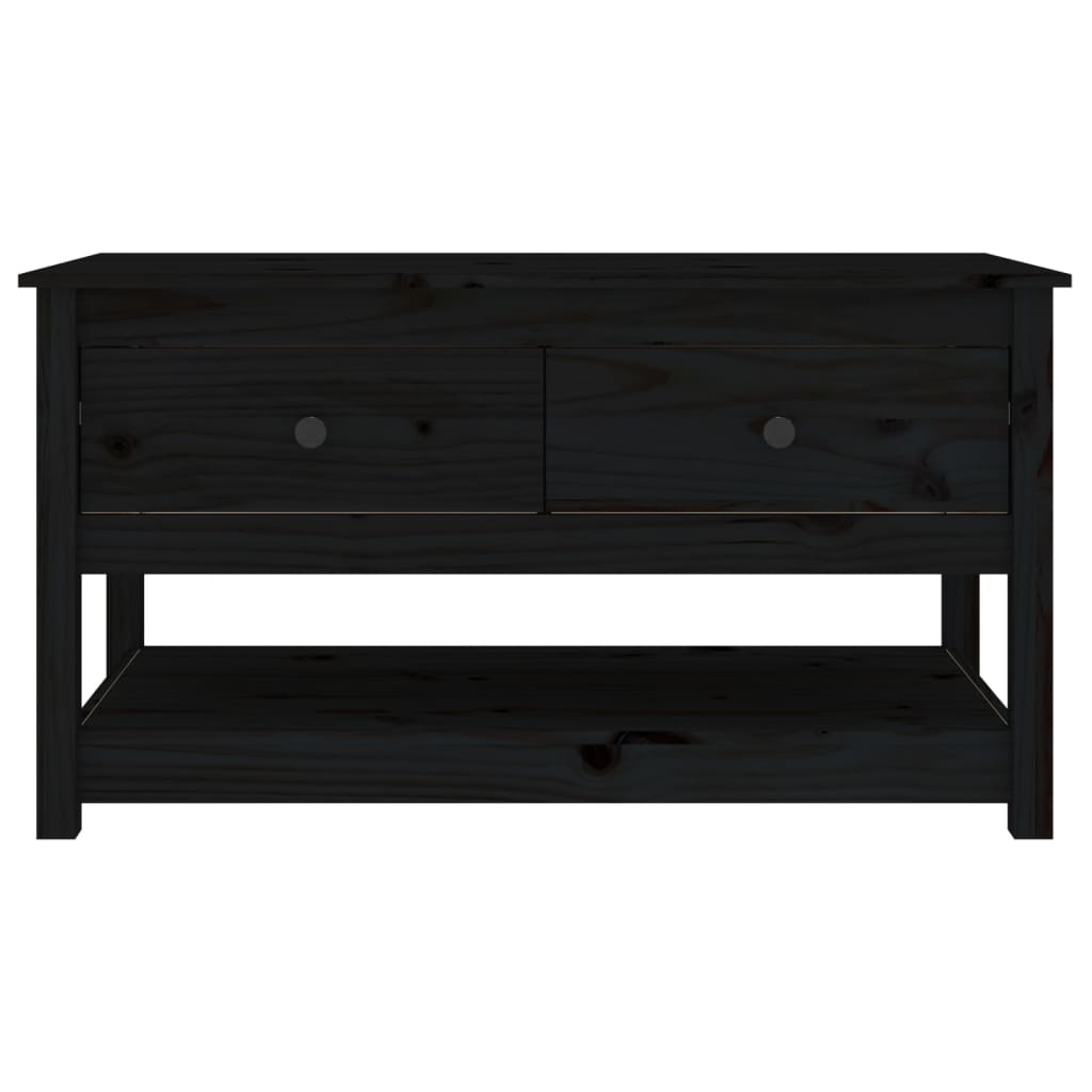 Tavolino da Salotto Nero 102x49x55 cm in Legno Massello di Pino - homemem39