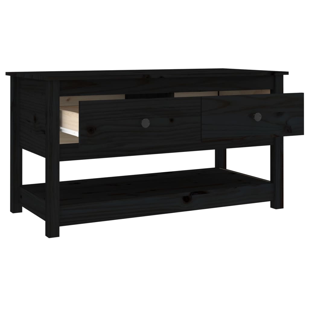 Tavolino da Salotto Nero 102x49x55 cm in Legno Massello di Pino - homemem39