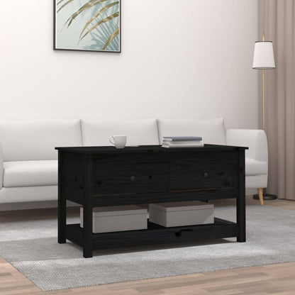 Tavolino da Salotto Nero 102x49x55 cm in Legno Massello di Pino - homemem39