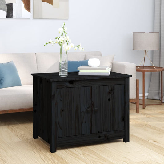 Tavolino da Salotto Nero 71x49x55 cm in Legno Massello di Pino - homemem39