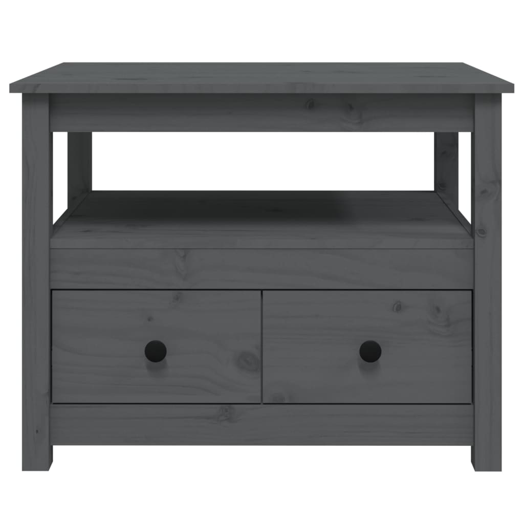 Tavolino da Salotto Grigio 71x49x55 cm Legno Massello di Pino - homemem39