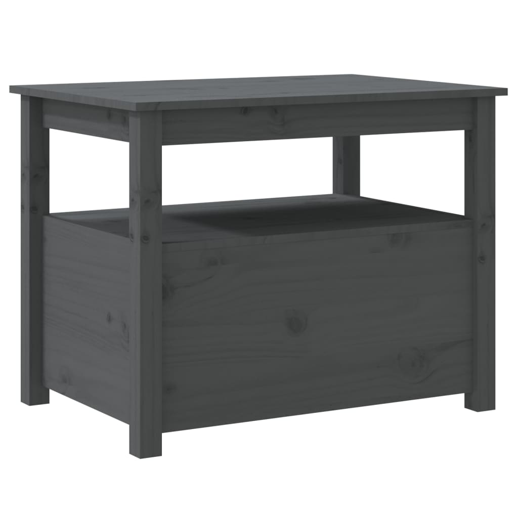 Tavolino da Salotto Grigio 71x49x55 cm Legno Massello di Pino - homemem39