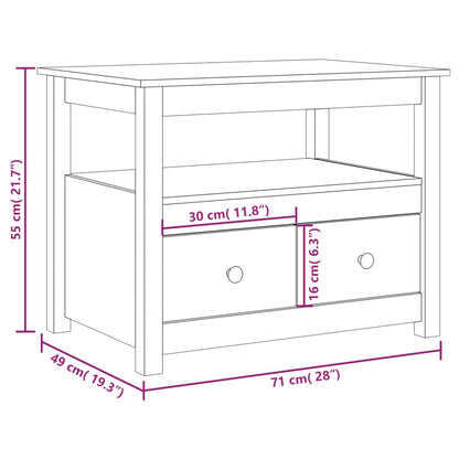 Tavolino da Salotto Grigio 71x49x55 cm Legno Massello di Pino - homemem39