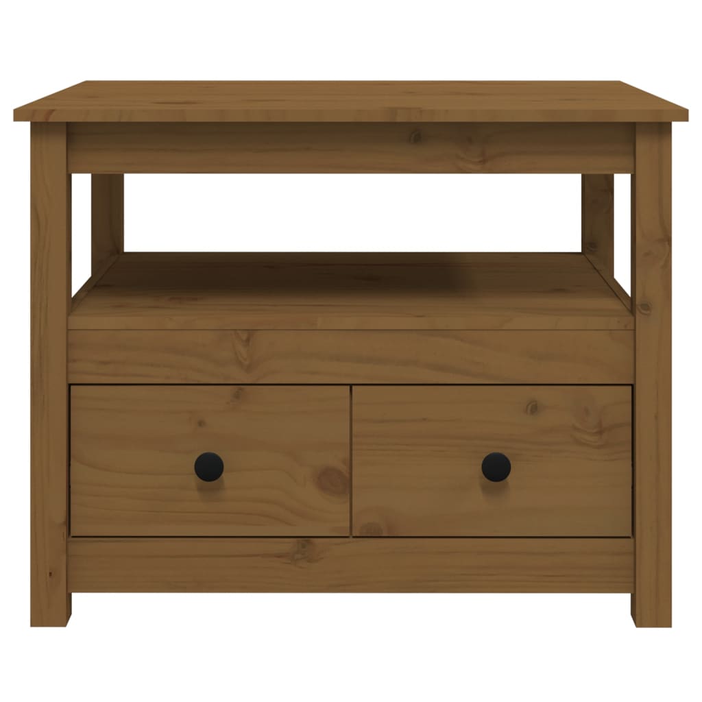 Tavolino da Salotto Miele 71x49x55 cm in Legno Massello di Pino - homemem39