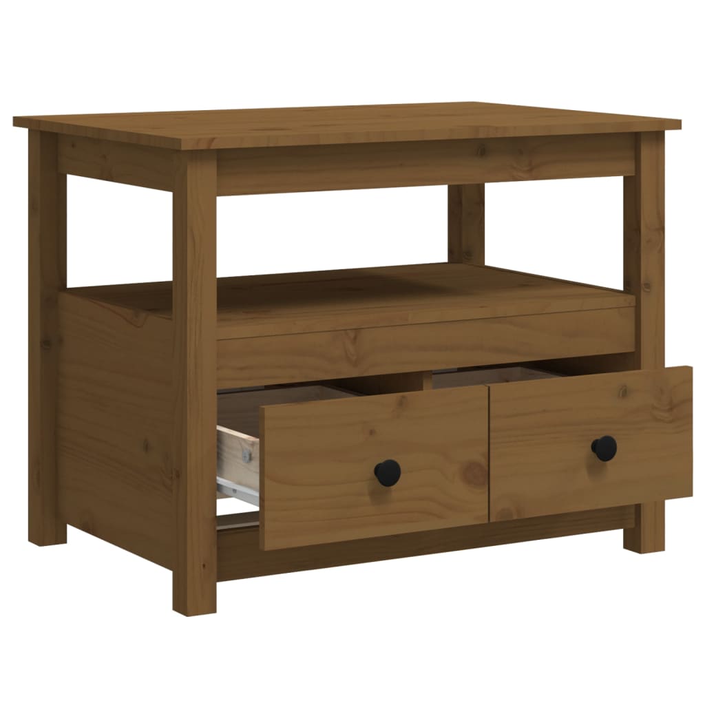 Tavolino da Salotto Miele 71x49x55 cm in Legno Massello di Pino - homemem39