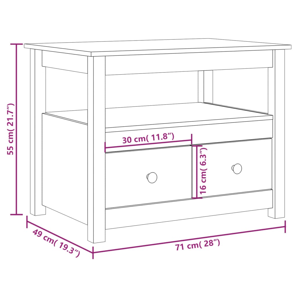 Tavolino da Salotto Miele 71x49x55 cm in Legno Massello di Pino - homemem39