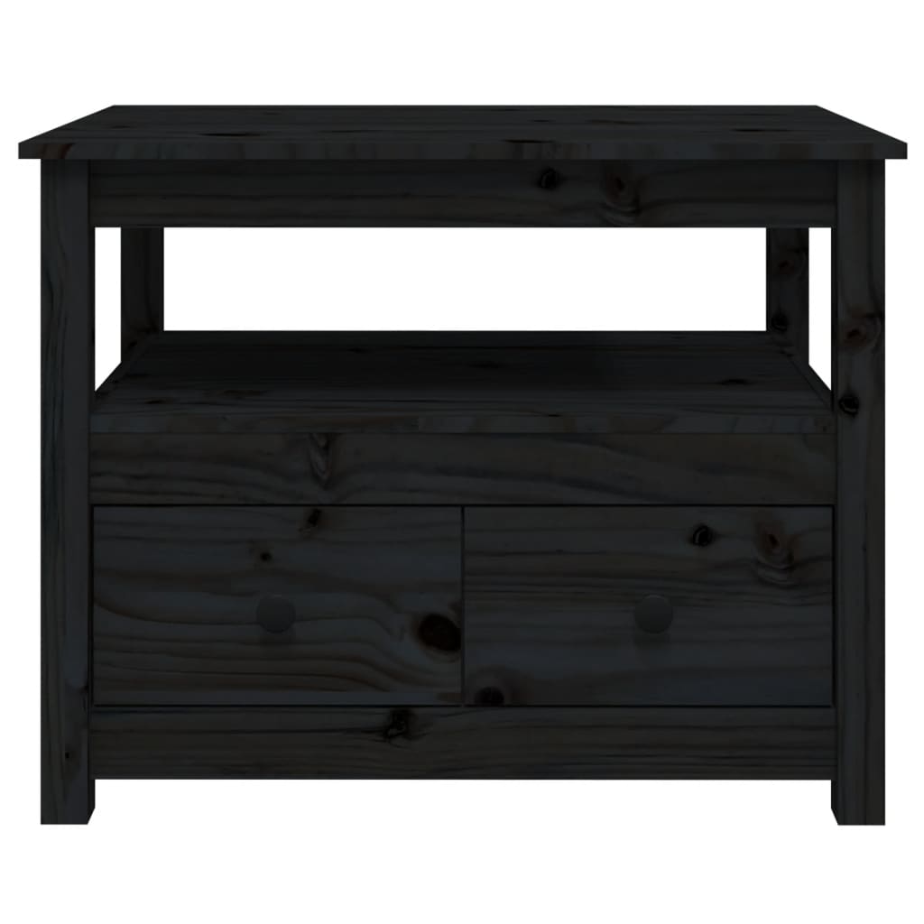 Tavolino da Salotto Nero 71x49x55 cm in Legno Massello di Pino - homemem39