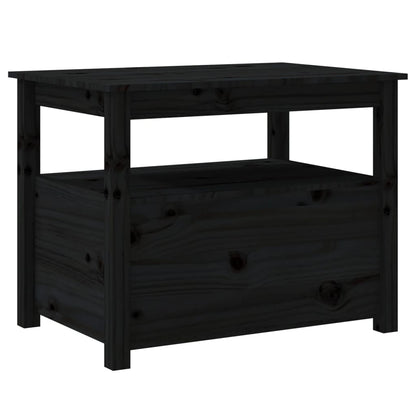 Tavolino da Salotto Nero 71x49x55 cm in Legno Massello di Pino - homemem39