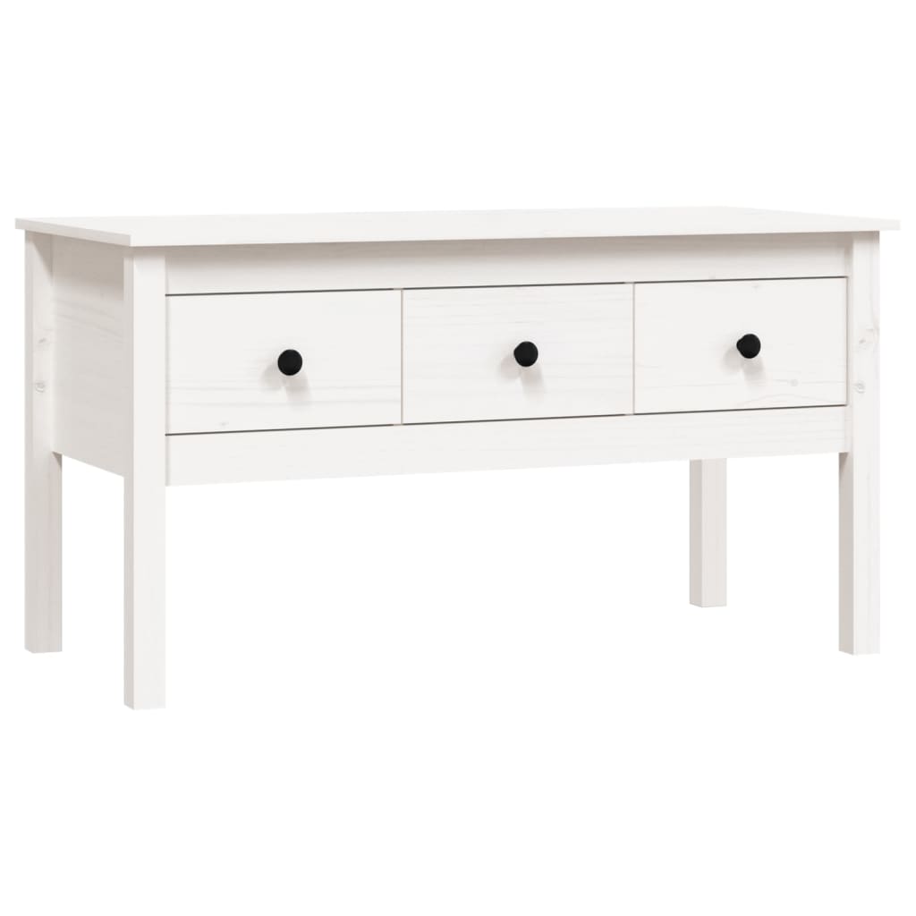 Tavolino da Salotto Bianco 102x49x55 cm Legno Massello di Pino - homemem39