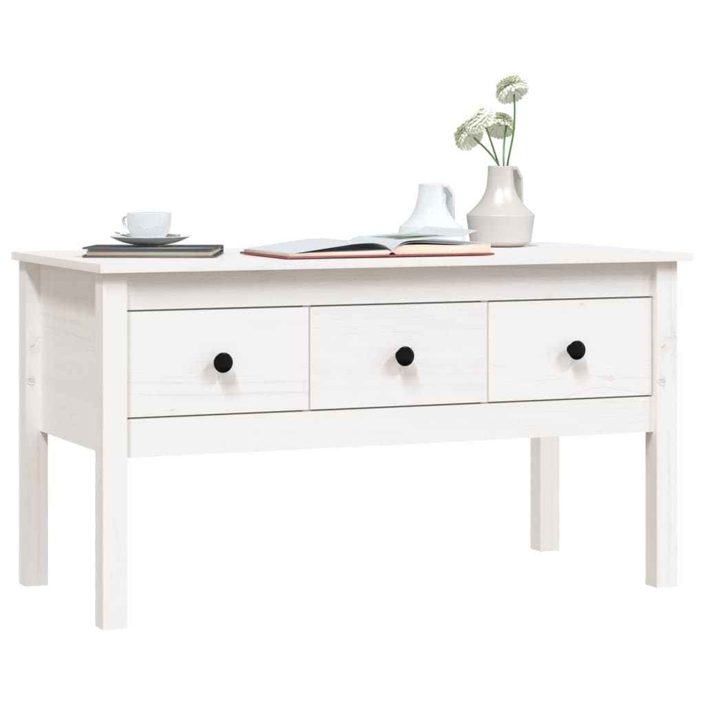 Tavolino da Salotto Bianco 102x49x55 cm Legno Massello di Pino - homemem39