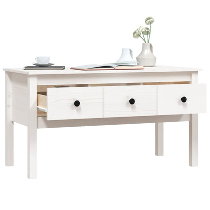 Tavolino da Salotto Bianco 102x49x55 cm Legno Massello di Pino - homemem39