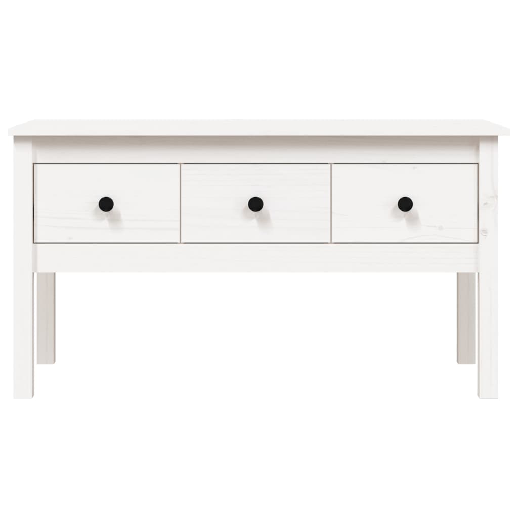 Tavolino da Salotto Bianco 102x49x55 cm Legno Massello di Pino - homemem39