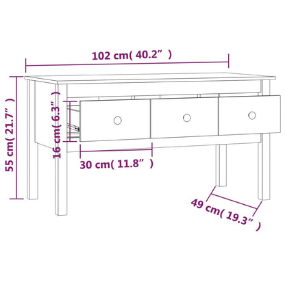 Tavolino da Salotto Bianco 102x49x55 cm Legno Massello di Pino - homemem39