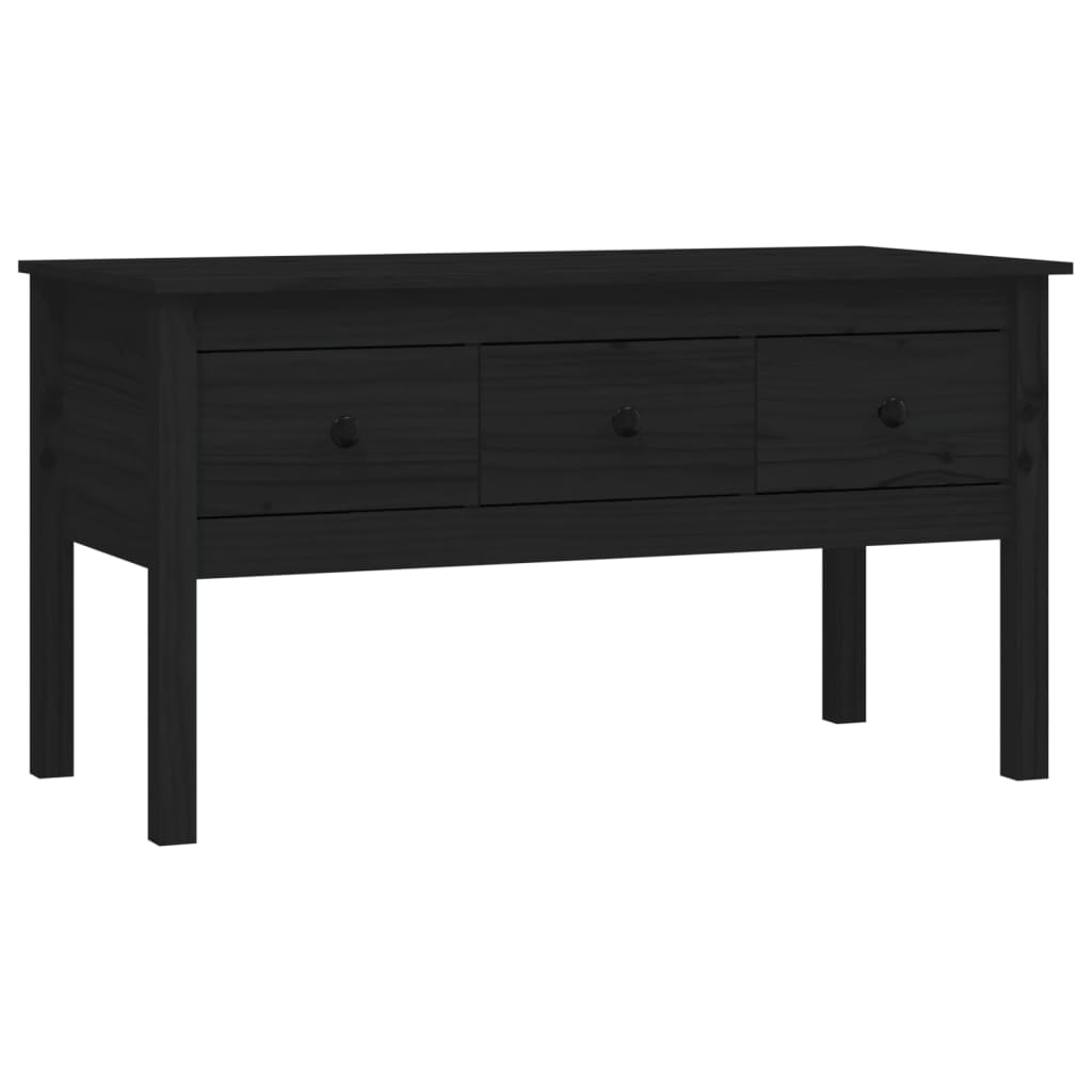 Tavolino da Salotto Nero 102x49x55 cm in Legno Massello di Pino - homemem39