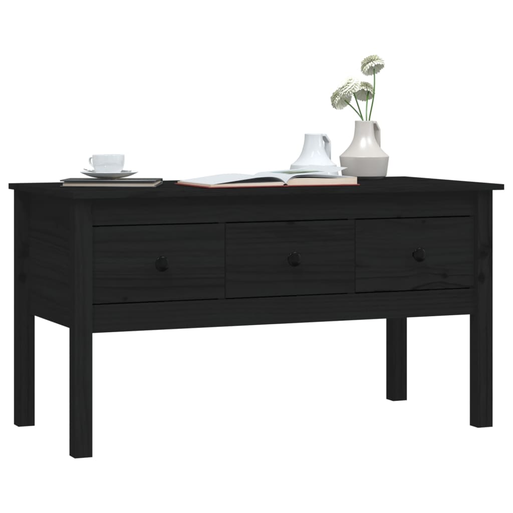 Tavolino da Salotto Nero 102x49x55 cm in Legno Massello di Pino - homemem39