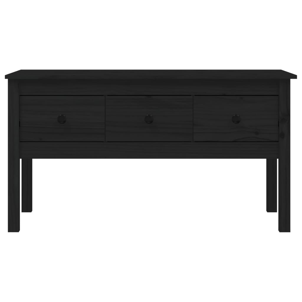 Tavolino da Salotto Nero 102x49x55 cm in Legno Massello di Pino - homemem39