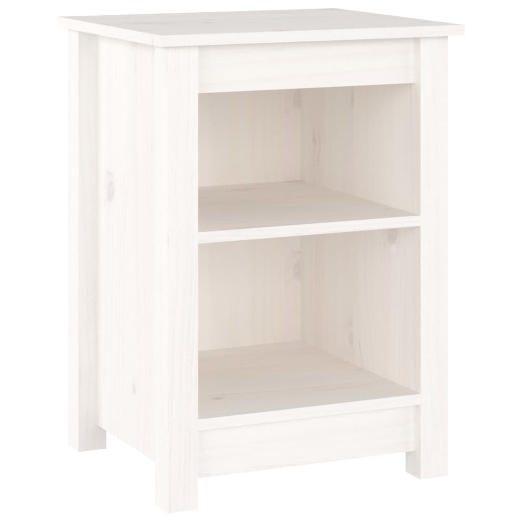 Comodini 2 pz Bianchi 40x35x55 cm in Legno Massello di Pino - homemem39