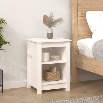 Comodini 2 pz Bianchi 40x35x55 cm in Legno Massello di Pino - homemem39