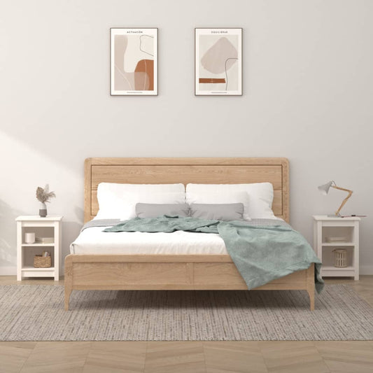 Comodini 2 pz Bianchi 40x35x55 cm in Legno Massello di Pino - homemem39