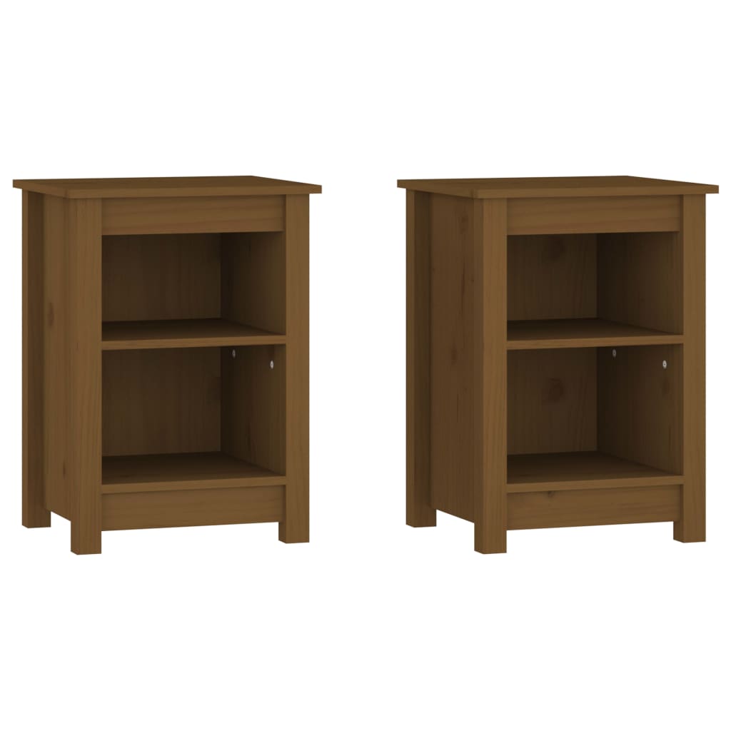 Comodini 2 pz Miele 40x35x55 cm in Legno Massello di Pino - homemem39