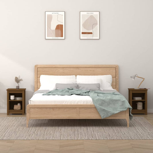 Comodini 2 pz Miele 40x35x55 cm in Legno Massello di Pino - homemem39