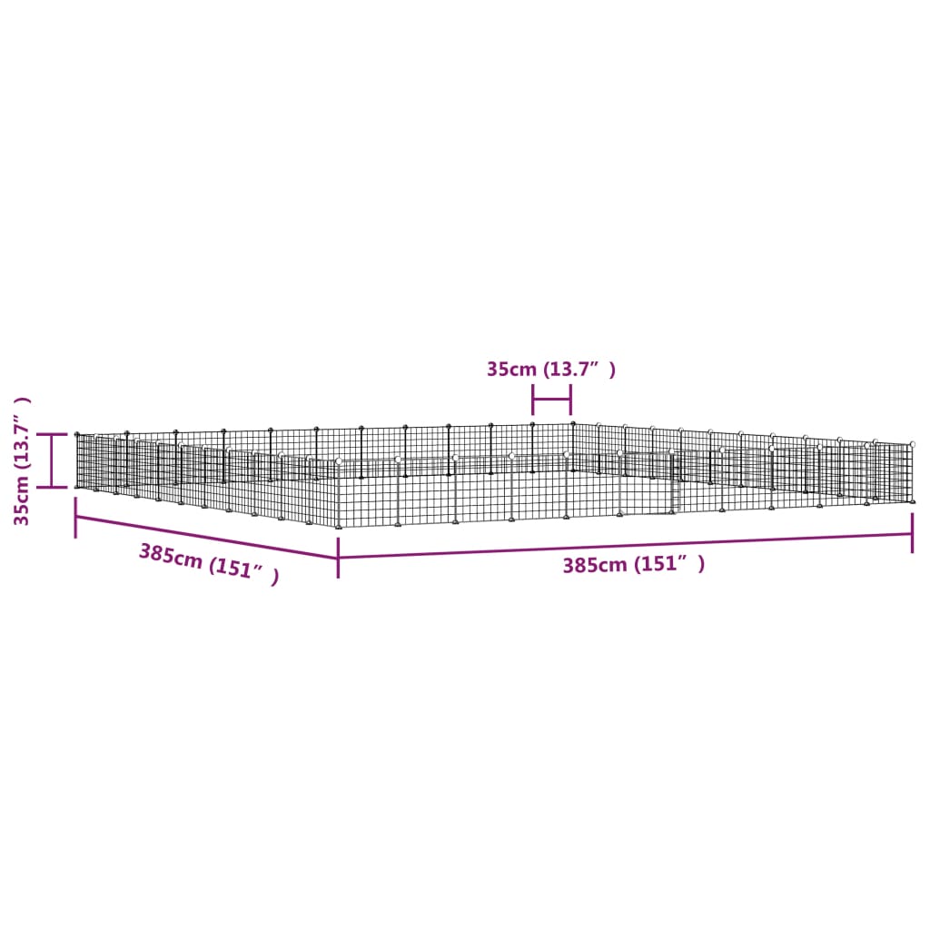 Gabbia per Animali 44 Pannelli con Porta Nera 35x35 cm Acciaio - homemem39